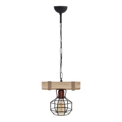 Φωτιστικό οροφής Lumenia  E27 ξύλινο - μεταλλικό μονόφωτο χρώμα φυσικό - μαύρο 25x14x80εκ.
