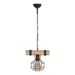 Φωτιστικό οροφής Lumenia  E27 ξύλινο - μεταλλικό μονόφωτο χρώμα φυσικό - μαύρο 25x14x80εκ.