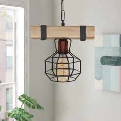 Φωτιστικό οροφής Lumenia  E27 ξύλινο - μεταλλικό μονόφωτο χρώμα φυσικό - μαύρο 25x14x80εκ.