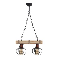 Φωτιστικό οροφής Lumenia  E27 ξύλινο - μεταλλικό δίφωτο χρώμα φυσικό - μαύρο 40x14x80εκ.