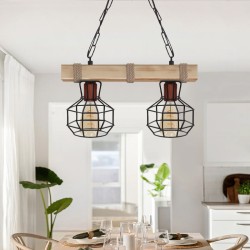 Φωτιστικό οροφής Lumenia  E27 ξύλινο - μεταλλικό δίφωτο χρώμα φυσικό - μαύρο 40x14x80εκ.