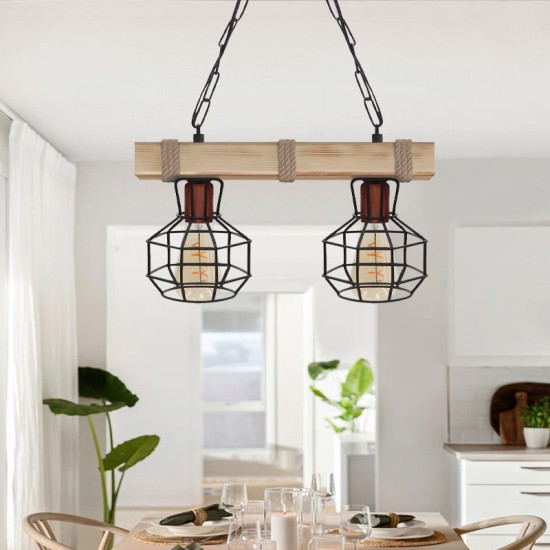 Φωτιστικό οροφής Lumenia  E27 ξύλινο - μεταλλικό δίφωτο χρώμα φυσικό - μαύρο 40x14x80εκ.