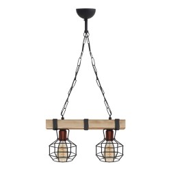 Φωτιστικό οροφής Lumenia  E27 ξύλινο - μεταλλικό δίφωτο χρώμα φυσικό - μαύρο 40x14x80εκ.