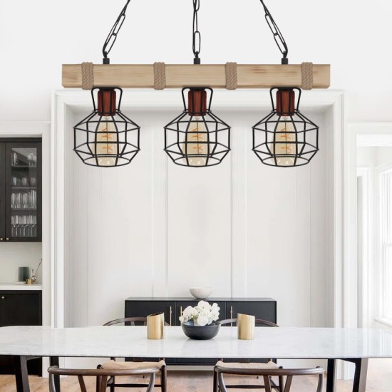 Φωτιστικό οροφής Lumenia  E27 ξύλινο - μεταλλικό τρίφωτο χρώμα φυσικό - μαύρο 50x14x80εκ.