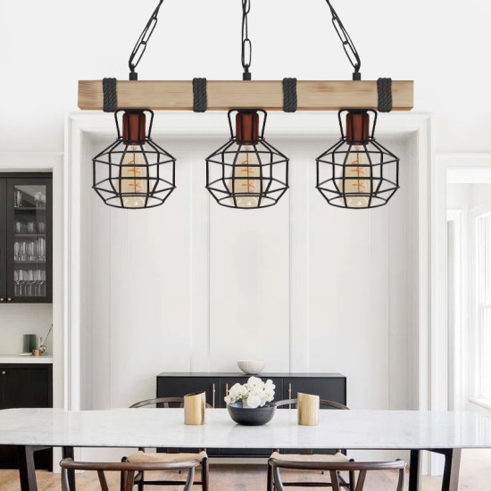 Φωτιστικό οροφής Lumenia  E27 ξύλινο - μεταλλικό τρίφωτο χρώμα φυσικό - μαύρο 50x14x80εκ.