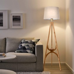 Φωτιστικό δαπέδου Solen  E27 ξύλινο - ύφασμα PVC χρώμα καρυδί - μπεζ 45x45x155εκ.