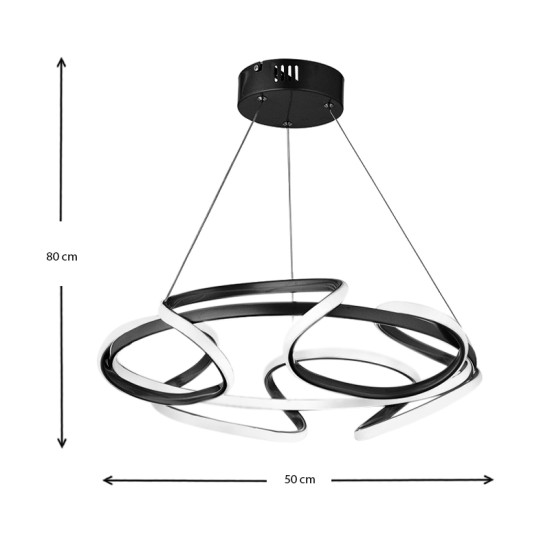 Φωτιστικό οροφής Led Lech  μεταλλικό χρώμα μαύρο 53x53x73εκ.