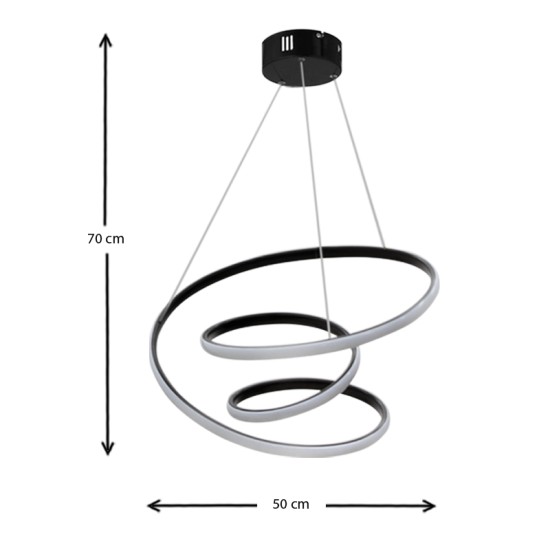 Φωτιστικό οροφής Led Cora  μεταλλικό χρώμα μαύρο Φ50x70εκ.