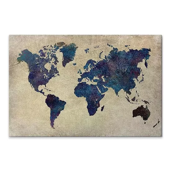 Πίνακας σε καμβά World Map  ψηφιακής εκτύπωσης 75x50x3εκ.