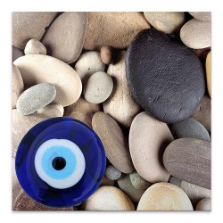 Πίνακας σε καμβά "Evil Eye Beads And Stones"  ψηφιακής εκτύπωσης 50x50x3εκ.