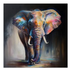 Πίνακας σε καμβά "Colorful Elephant"  ψηφιακής εκτύπωσης 100x100x3εκ.