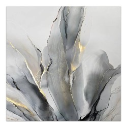 Πίνακας σε καμβά "Abstract Grey Leaves"  ψηφιακής εκτύπωσης 100x100x3εκ.