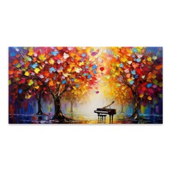 Πίνακας σε καμβά "Piano in Colorful Forest"  ψηφιακής εκτύπωσης 120x60x3εκ.