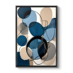 Πίνακας σε καμβά "Blue and Beige Abstract"  ψηφιακής εκτύπωσης με κορνίζα χρώμα μαύρο 70x100x3εκ.