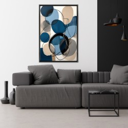 Πίνακας σε καμβά "Blue and Beige Abstract"  ψηφιακής εκτύπωσης με κορνίζα χρώμα μαύρο 70x100x3εκ.