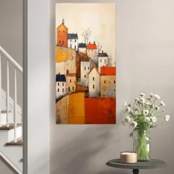 Πίνακας σε καμβά "Houses on the Hill"  ψηφιακής εκτύπωσης 50x100x3εκ.