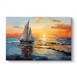 Πίνακας σε καμβά "Fisherman at the sunset"  ψηφιακής εκτύπωσης 120x60x3εκ.