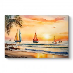 Πίνακας σε καμβά "Tropical Sails at the Sunset"  ψηφιακής εκτύπωσης 100x70x3εκ.