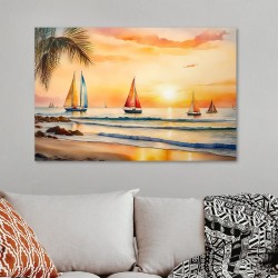 Πίνακας σε καμβά "Tropical Sails at the Sunset"  ψηφιακής εκτύπωσης 100x70x3εκ.