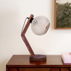 Φωτιστικό επιτραπέζιο Rope  E27 ξύλινο - σχοινί χρώμα μπεζ - καρυδί Ø17x40εκ.
