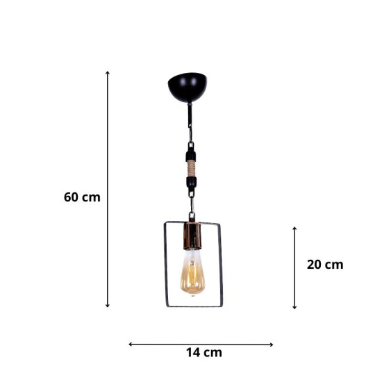 Φωτιστικό οροφής Pembe  E27 μεταλλικό μονόφωτο χρώμα μαύρο 14x6x60εκ.