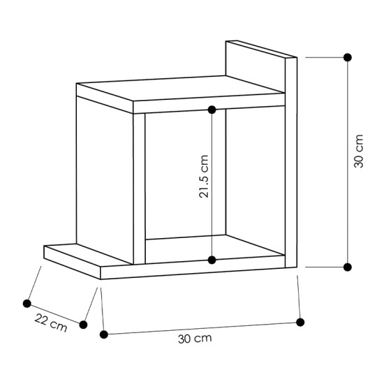 Ραφιέρα τοίχου Box  μελαμίνης χρώμα ανθρακί 30x22x30εκ.