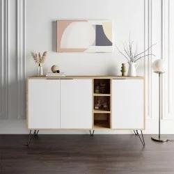 Μπουφές Clara  χρώμα sapphire oak - λευκό 142x35,6x83εκ.
