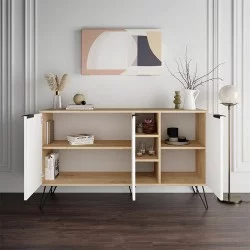 Μπουφές Clara  χρώμα sapphire oak - λευκό 142x35,6x83εκ.