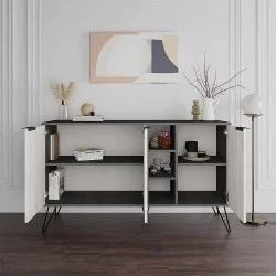 Μπουφές Clara  χρώμα γκρι ρετρό - λευκό αντικέ 142x35,6x83εκ.