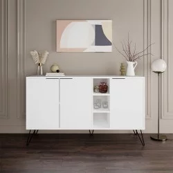 Μπουφές Clara  χρώμα λευκό 142x35,6x83εκ.
