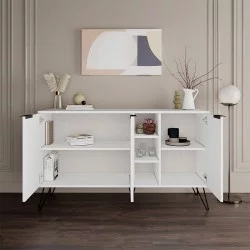 Μπουφές Clara  χρώμα λευκό 142x35,6x83εκ.