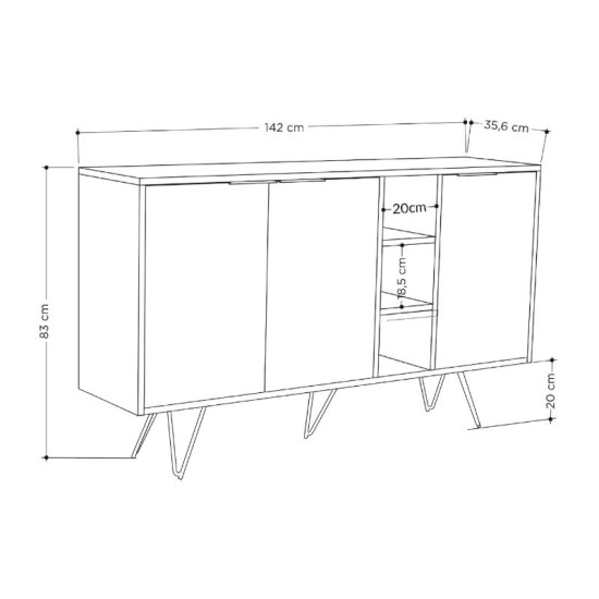 Μπουφές Clara  χρώμα sandstone 142x35,6x83εκ.