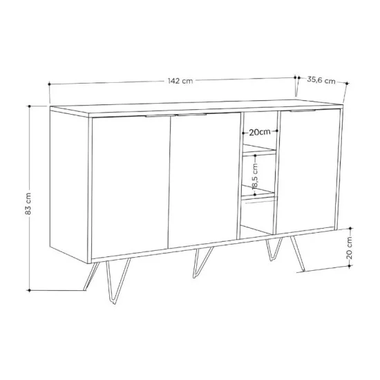 Μπουφές Clara  χρώμα sandstone 142x35,6x83εκ.