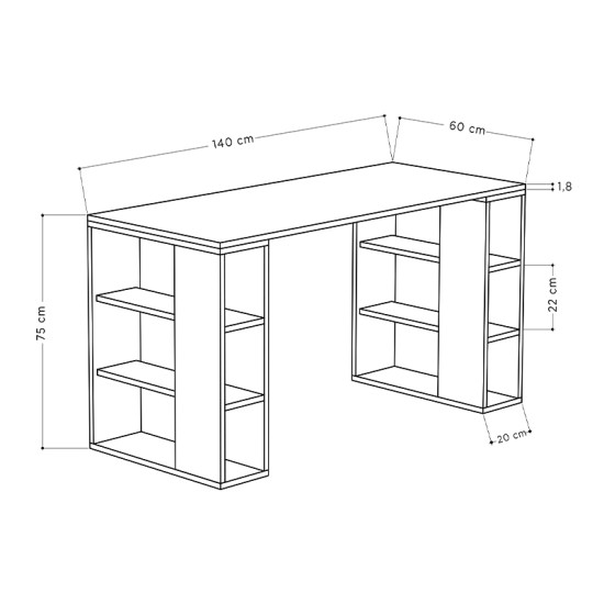 Γραφείο εργασίας Colmar  από μελαμίνη χρώμα sapphire oak 140x60x75εκ