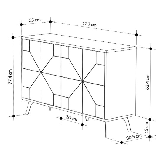 Μπουφές μελαμίνης Dune Megapap χρώμα λευκό αντικέ 123x35x77,4εκ. - 0207515