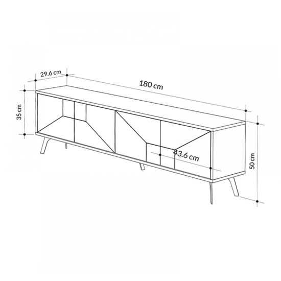 Έπιπλο τηλεόρασης Dune  από μελαμίνη χρώμα φυσικό οξιάς 180x29,6x50εκ.
