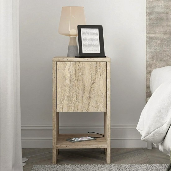 Κομοδίνο Ema  χρώμα travertine 30x30x55εκ.