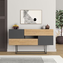 Μπουφές Eros  φυσικό οξιάς - ανθρακί 145x40x82εκ.