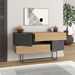 Μπουφές Eros  φυσικό οξιάς - ανθρακί 145x40x82εκ.