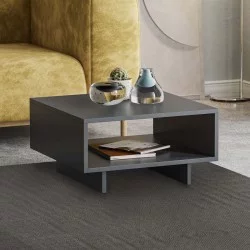 Τραπεζάκι σαλονιού Hola  χρώμα ανθρακί 60x60x32εκ.