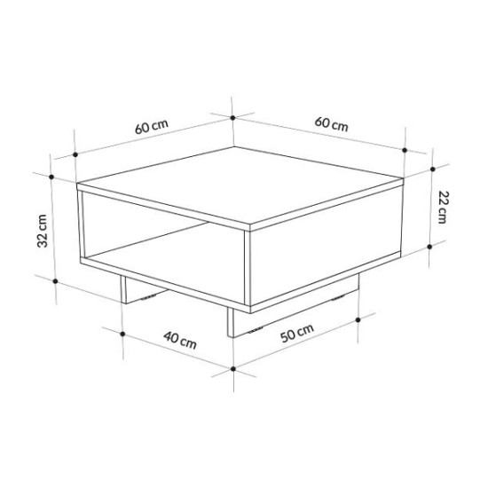 Τραπεζάκι σαλονιού Hola  χρώμα ανθρακί 60x60x32εκ. Τραπεζάκι σαλονιού Hola  χρώμα ανθρακί 60x60x32εκ.