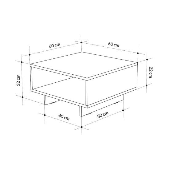 Τραπεζάκι σαλονιού Hola  χρώμα ανθρακί 60x60x32εκ. Τραπεζάκι σαλονιού Hola  χρώμα ανθρακί 60x60x32εκ.