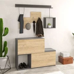 Έπιπλο εισόδου - παπουτσοθήκη Holdon  sapphire oak/ανθρακί 120x36,5x87,5εκ.