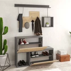 Έπιπλο εισόδου - παπουτσοθήκη Holdon  sapphire oak/ανθρακί 120x36,5x87,5εκ.