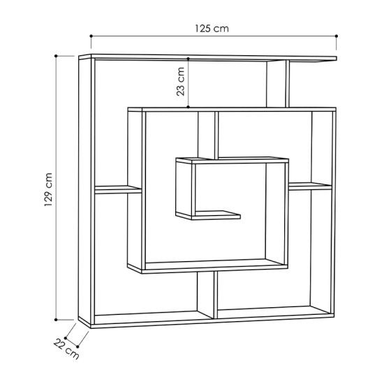 Βιβλιοθήκη μελαμίνης Labirent  χρώμα λευκό 125x22x129εκ.