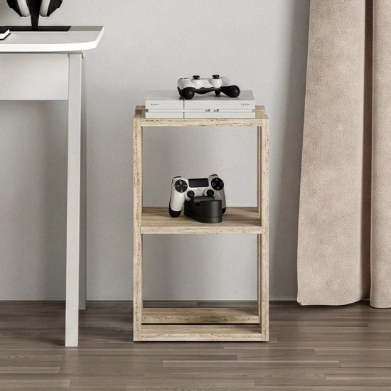 Κομοδίνο - Τραπεζάκι βοηθητικό Lonie  χρώμα travertine 34x30x55εκ.