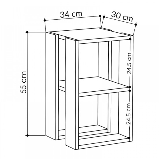 Κομοδίνο - Τραπεζάκι βοηθητικό Lonie  χρώμα travertine 34x30x55εκ.