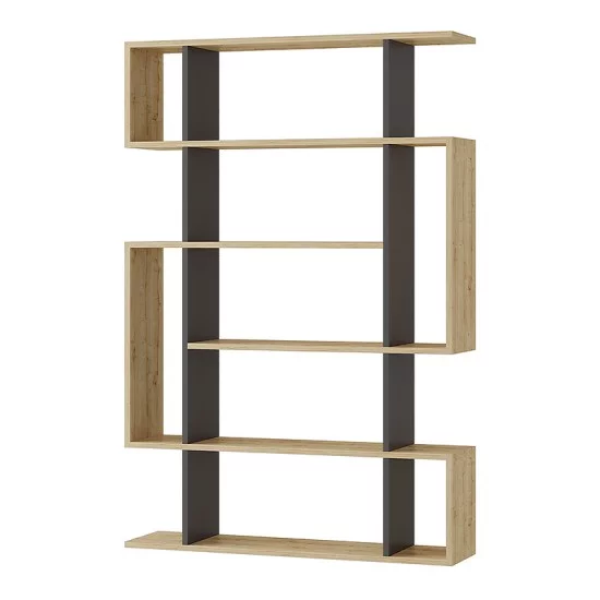 Βιβλιοθήκη Mito  χρώμα sapphire oak - ανθρακί 108x25x161εκ.