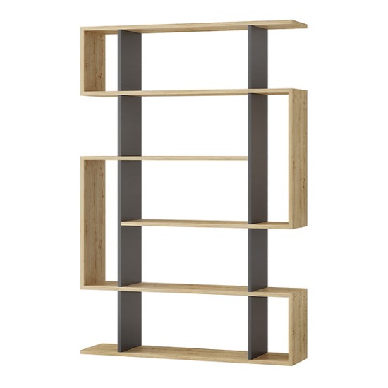 Βιβλιοθήκη Mito  χρώμα φυσικό οξιάς - ανθρακί 108x25x161εκ.