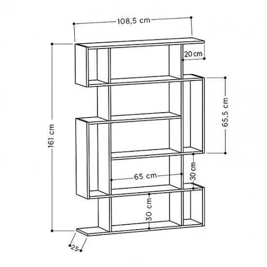 Βιβλιοθήκη Mito  χρώμα sapphire oak - ανθρακί 108x25x161εκ.